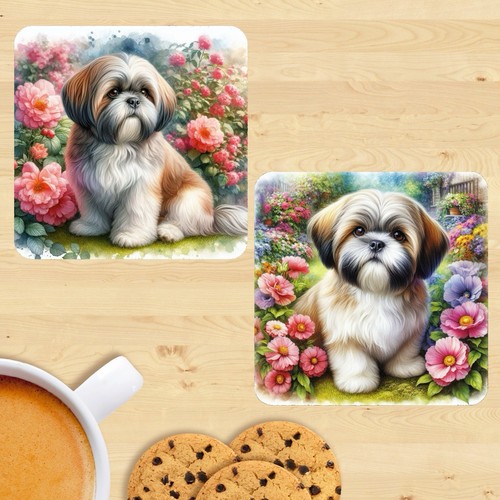Shih tzu dog coasters - set, of