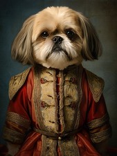 Shih Tzu in Red and Gold