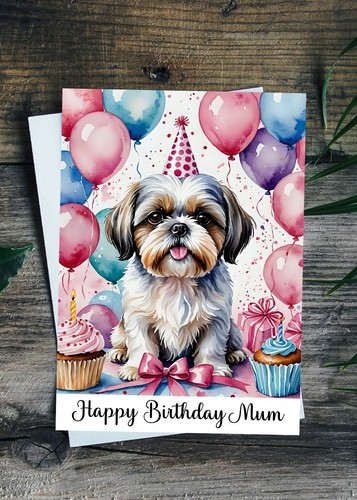 Shih tzu birthday card - shih,