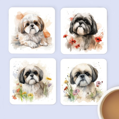 Shih tzu dog coasters set - coasters,