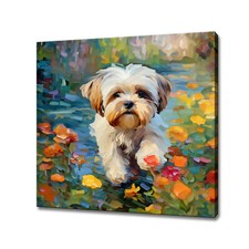 Shih Tzu Dog In Flowers Field