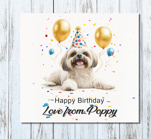 Shih tzu dog birthday card - dog,