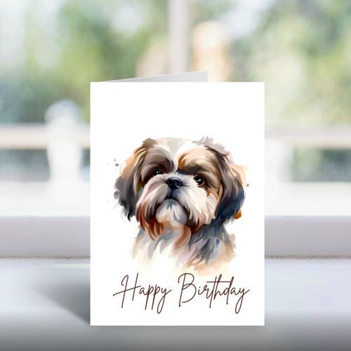 Shih tzu birthday card - tzu, a5